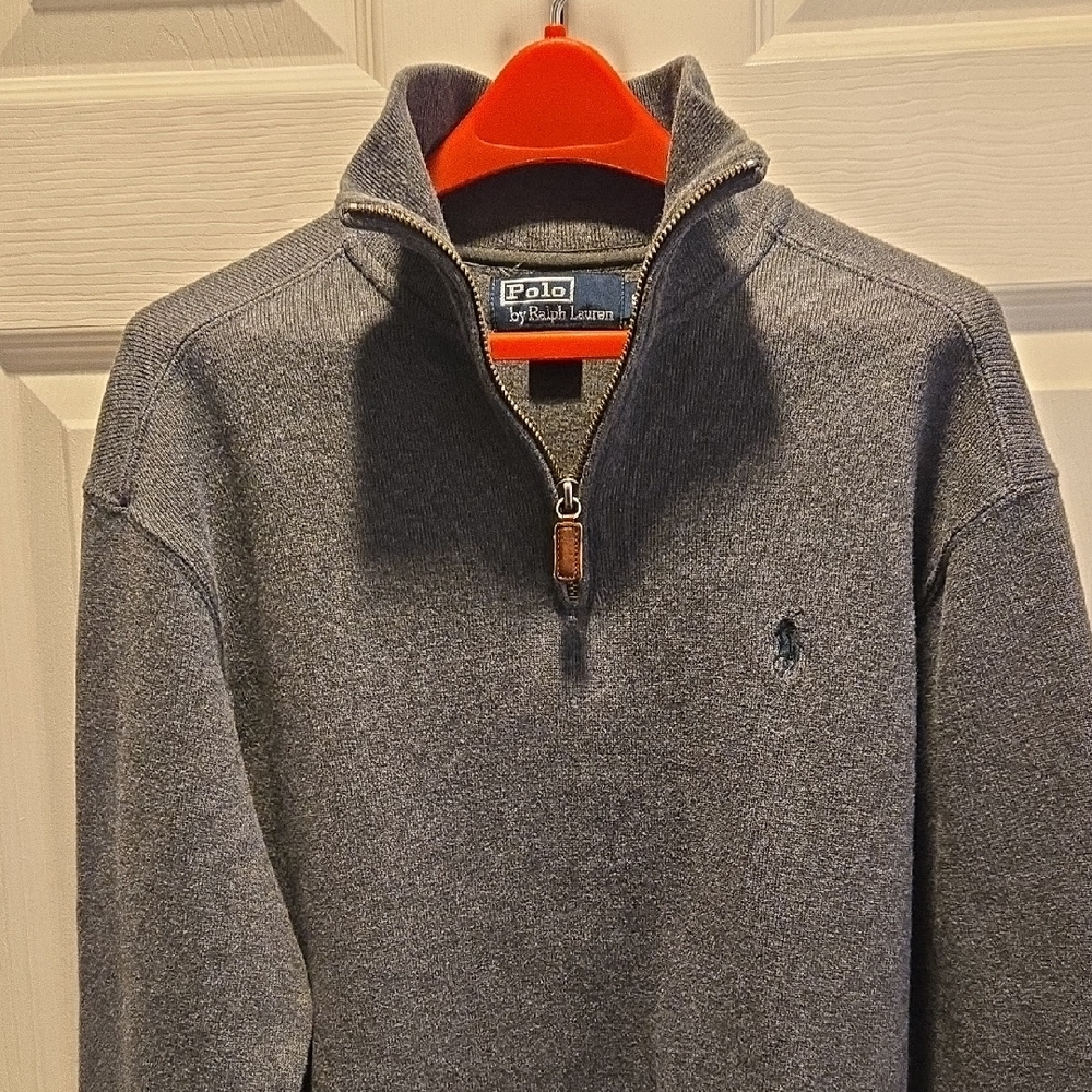 Polo by Ralph Lauren Men's Charcoal Zip-Up Sweater